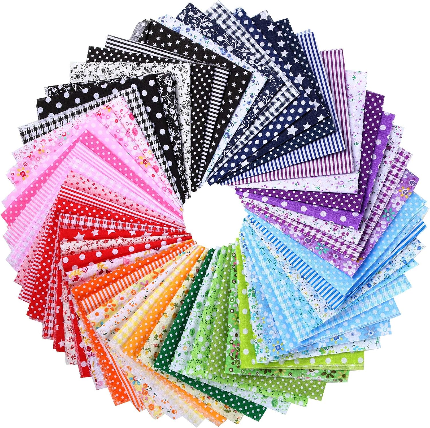 56 Pieces Fabric Patchwork 9.8 x 9.8 Inches Fabric Bundles Printed Floral Fabric Craft Bundle Squares for Patchwork DIY Handmade Sewing Scrapbooking