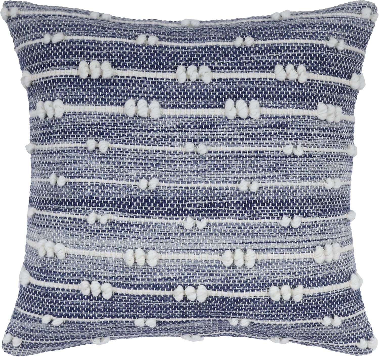 Blue and White Throw Pillow Cover 18x18 Inch - Handwoven, Textured, Eco-Friendly Decorative Cushion Cover for Couch, Sofa, and Bed