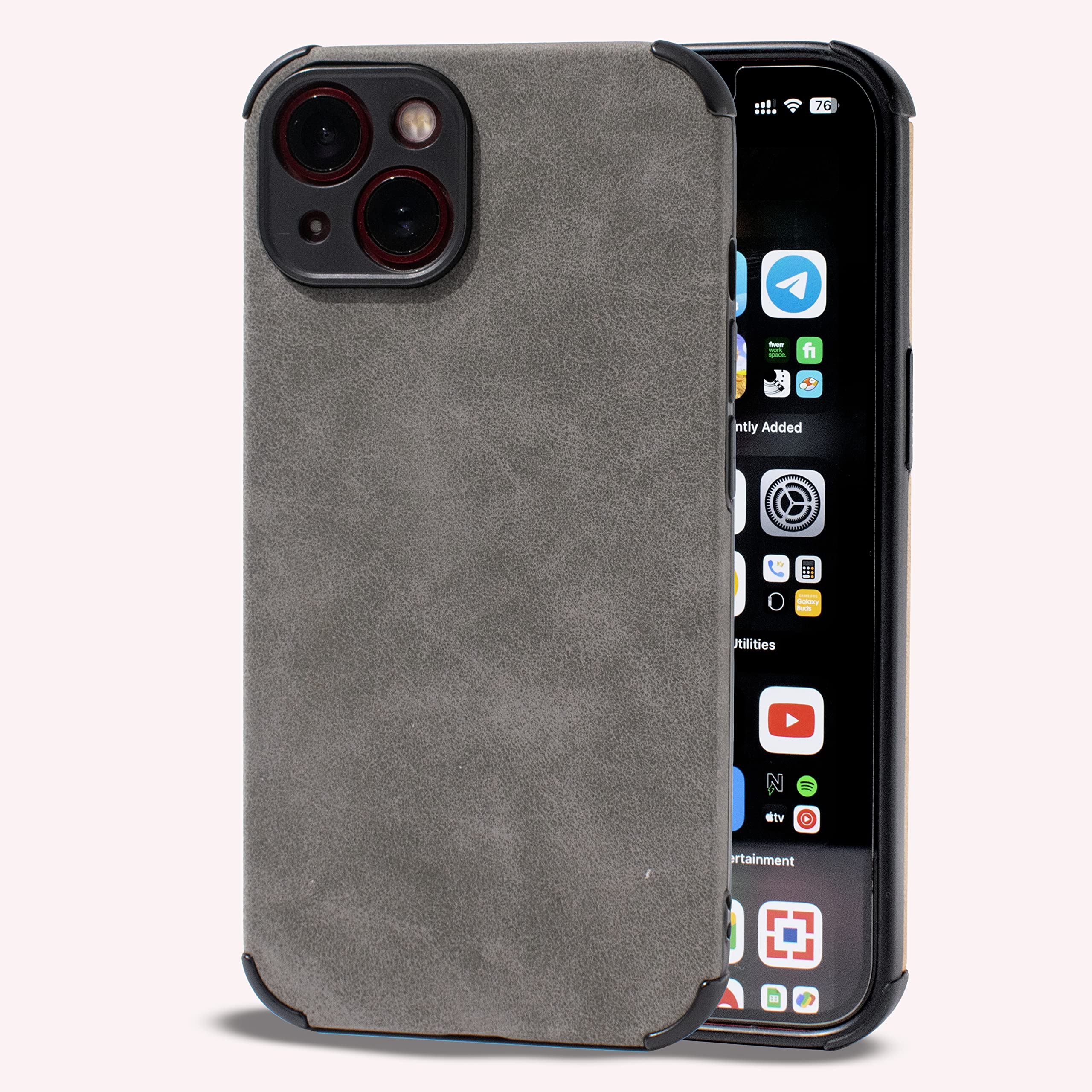 the june shop Ash Black Suede Finish Luxury iPhone Case for iPhone