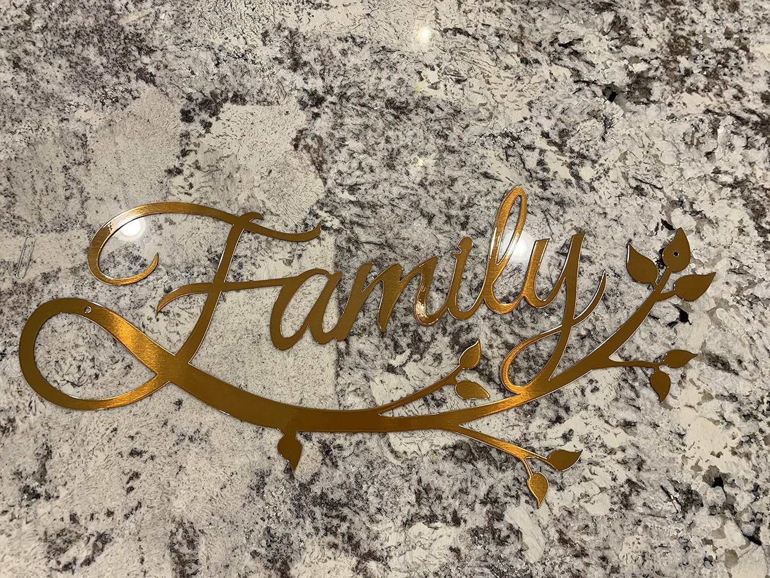 Riverside Designs Family Cursive Word Metal Sign Wall Decor | Heavy-duty Wall Decor for Living Room | Made in USA (Gold, 30")