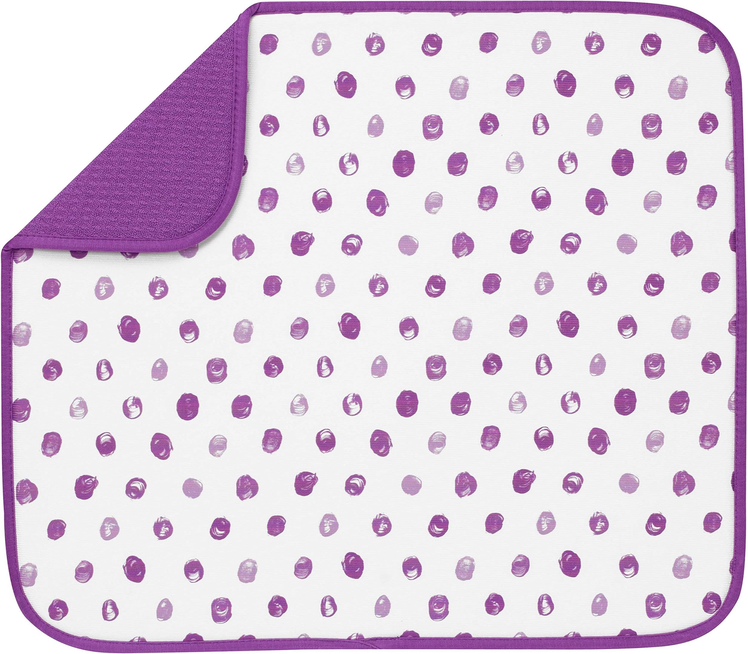 S&T INC. Absorbent, Reversible Microfiber Dish Drying Mat for Kitchen, 16 Inch x 18 Inch, Paint Dots
