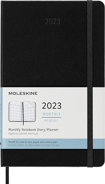 Moleskine Monthly Planner 2023, 12-Month Diary, Monthly Notebook with Hard Cover, XL Size 13 x 21 cm, Colour Black