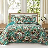Vista 35 de VAPUTAR Juego de ropa de cama tamaño Queen – 3 piezas, edredón bohemio, colcha reversible ligera para dormitorio de granja (floral)