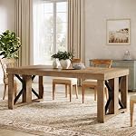 Table à manger rectangulaire Tribesigns de 70,87 po pour 6-8 personnes, table de cuisine en bois de style ferme avec base solide pour salle à manger, cuisine, salon, brune