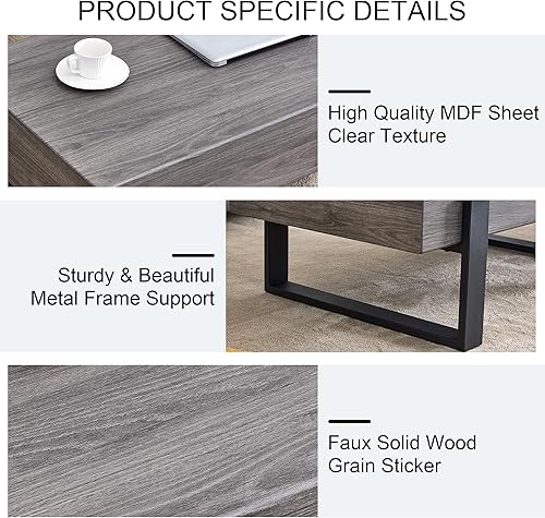 Miniatura 78 de Mesa auxiliar de 2 niveles, moderna mesa de centro rectangular para sala de estar con estante de almacenamiento para decoración de sala de estar,