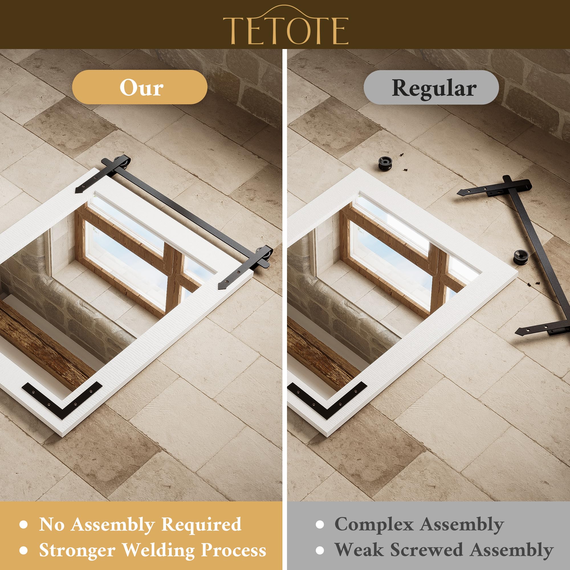 TETOTE Specchio da parete rustico per porta del fienile, 55,9 x 76,2 cm, stile rustico, con cornice in legno bianco naturale, per bagno, soggiorno, camera da letto, ingresso, impermeabile