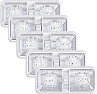 Vista 1 de Leisure LED 5 Pack RV LED Ceiling Double Dome Light Fixture ON/OFF Switch Interior Lighting for Car/RV/Trailer/Camper/Boat DC 11-18V Natural White