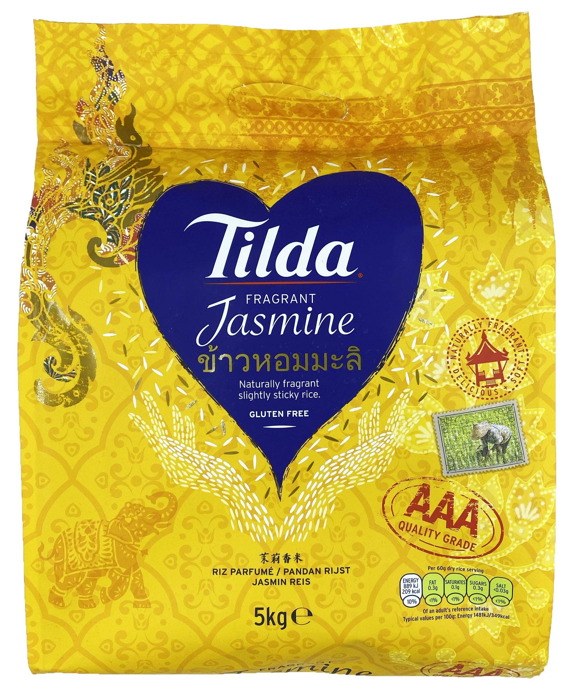 Dúo descubrimiento Arroz TILDA: Arroz Basmati Long Pure Original 5 kg + arroz fragante con jazmín 5 kg – Sin gluten
