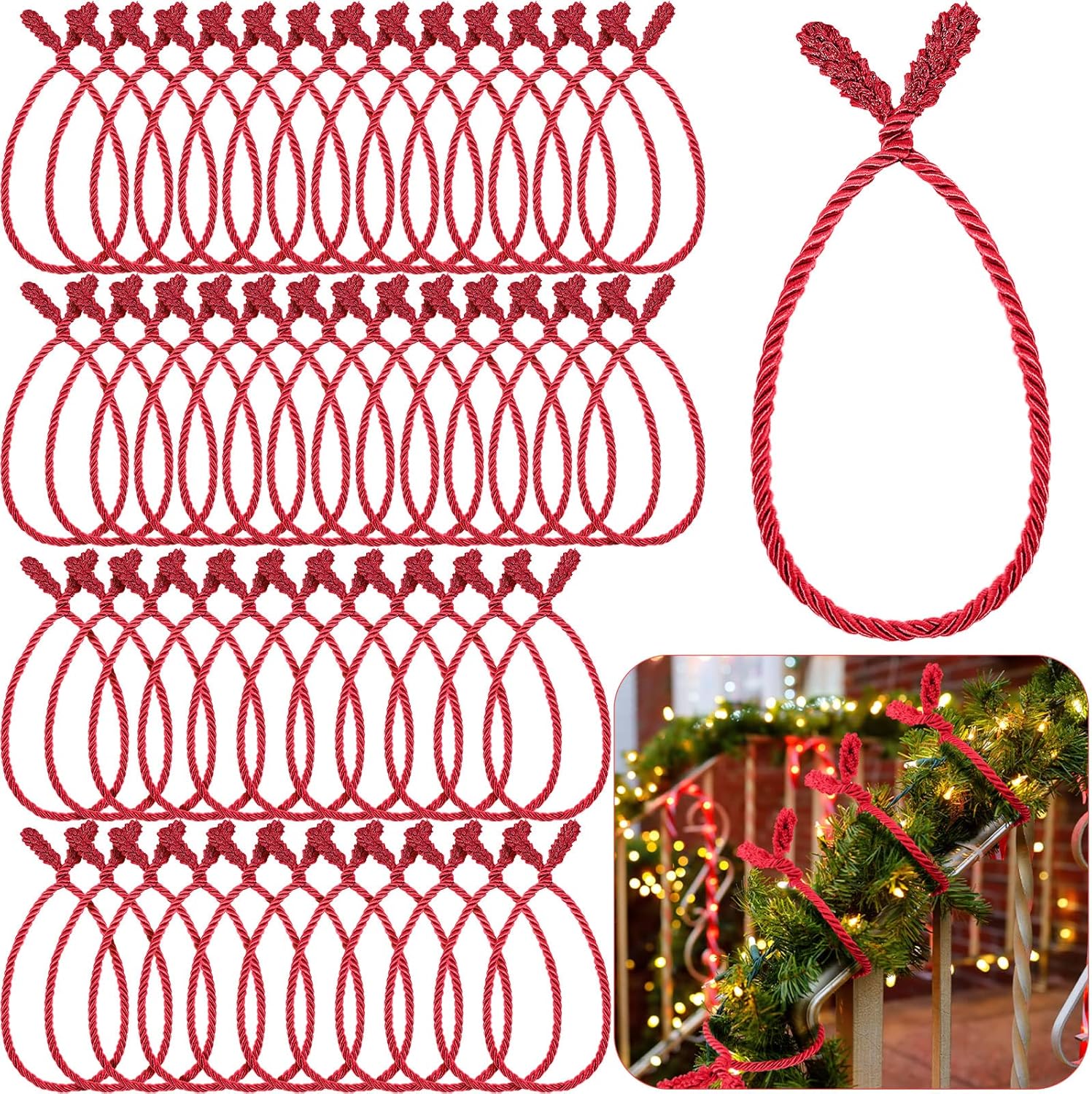 Zhengmy 32 Pcs 20 Inches Christmas Garland Ties Christmas Decorative Twist Ties for Banister Reusable and Flexible Twist for Xmas Home Decorations Holiday Craft Wrapping (Green)
