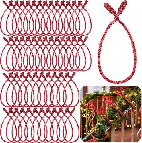 Guirnalda de Navidad de 20 pulgadas, lazos decorativos de Navidad para barandilla, lazos giratorios reutilizables y flexibles para Navidad,