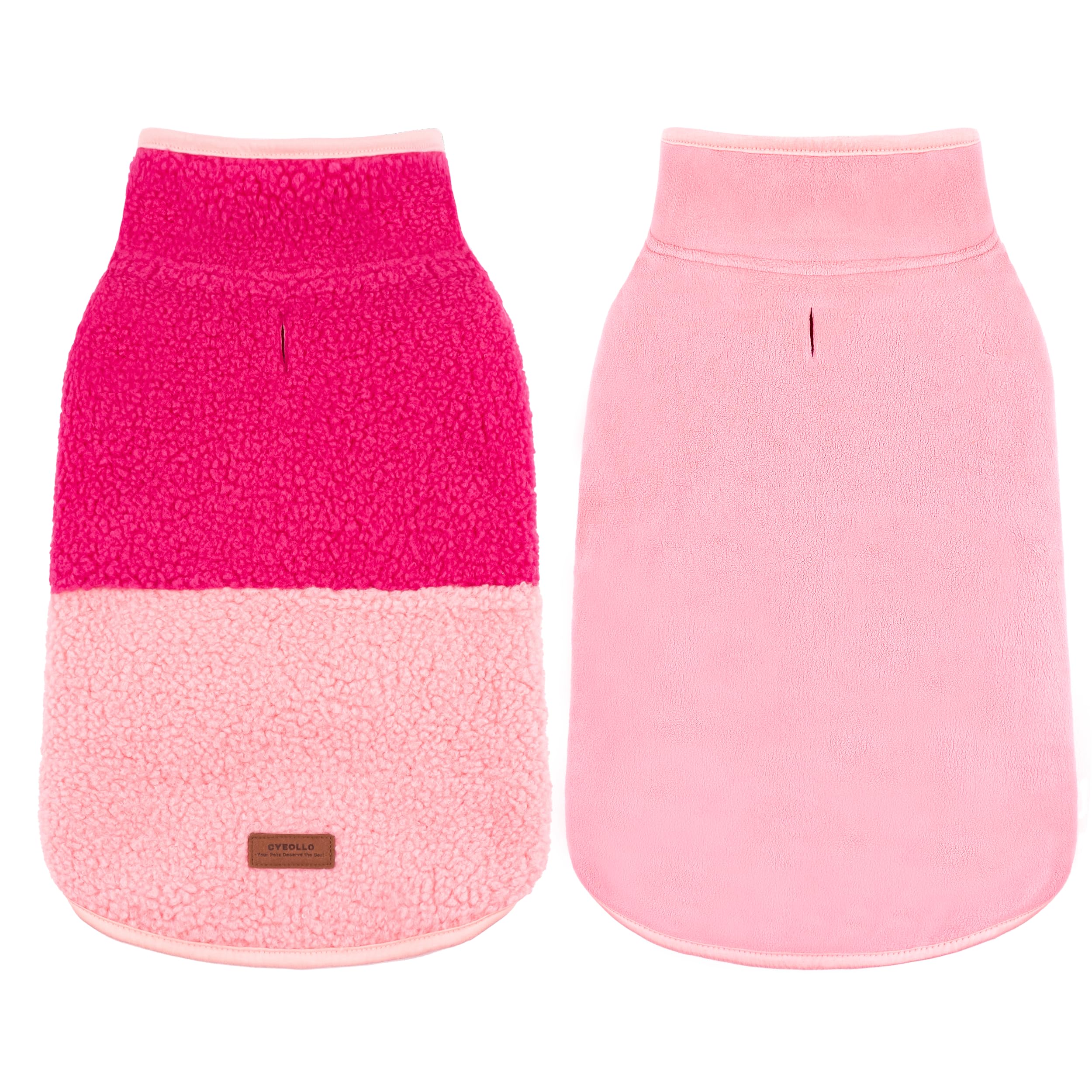 cyeollo Sherpa Dog Coat Reversible Dog Jackets for Medium Dogs, Rose Red, XL