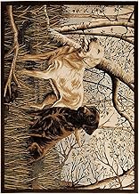 Champion Rugs Wildlife Nature Labrador Retriever Scene Area Rug (5 Feet 3 Inch X 7 Feet 5 Inch)