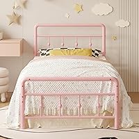 Vista 11 de Marcos de Cama Individual con Cabecera y Pie de Cama de Madera, Marco de Plataforma de Metal de 14 Pulgadas con Soporte de Listones de Acero, No