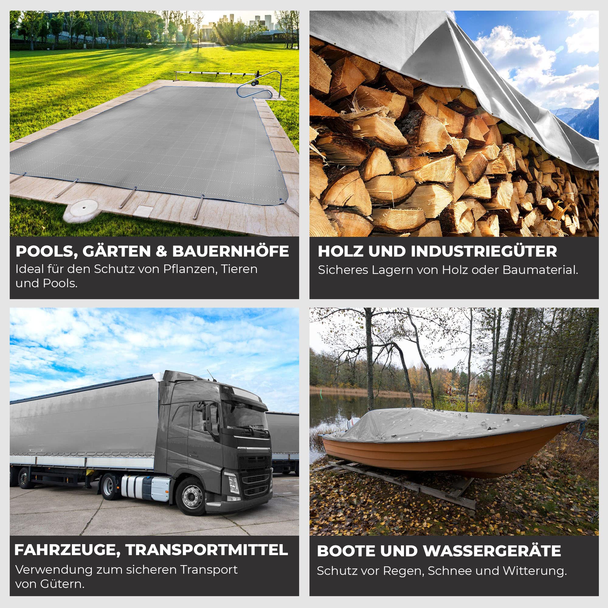 ROTFUCHS Premium Abdeckplane mit Ösen 300 x 200 cm, 6m² - 700 g/m² PVC Ripstop-Gewebe Reißfest & Wasserdicht | Universell für Pool, LKW, Holz Gartenmöbel | Abdeckung, Schutzplane, Gewebeplane