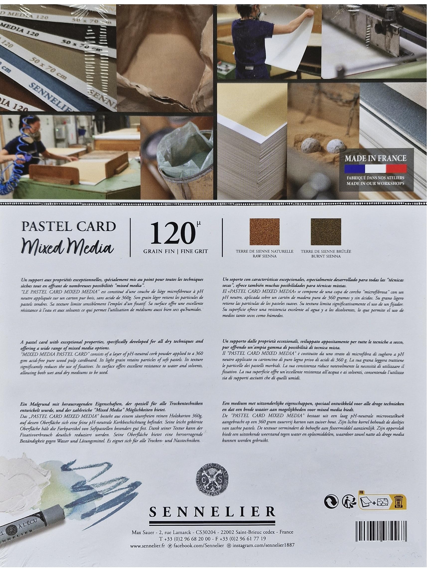 Sennelier Pastel Cards Mixed Media Paper Pad 18x24cm -12 Feuilles 410g/m² et 1 carte