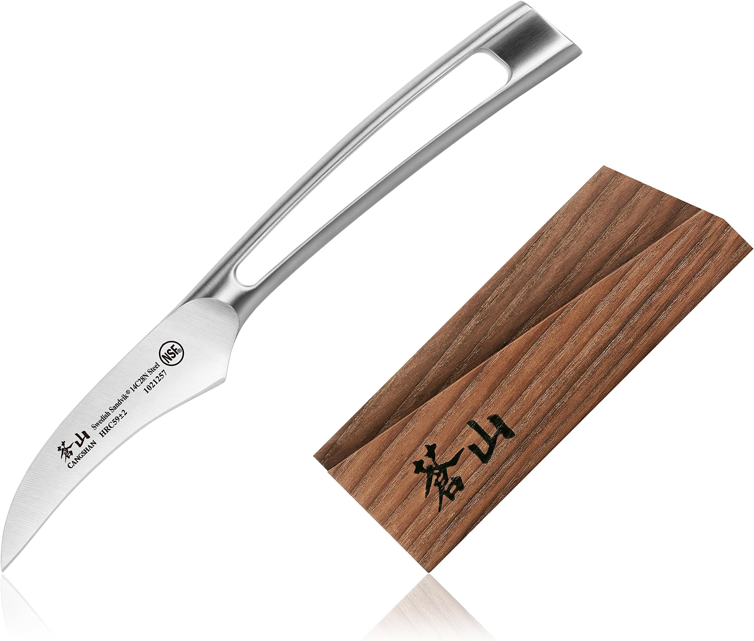 Cangshan TN1 Series 1021707 Swedish 14C28N Steel Forged 2.75-Inch Peeling Knife and Wood Sheath Set