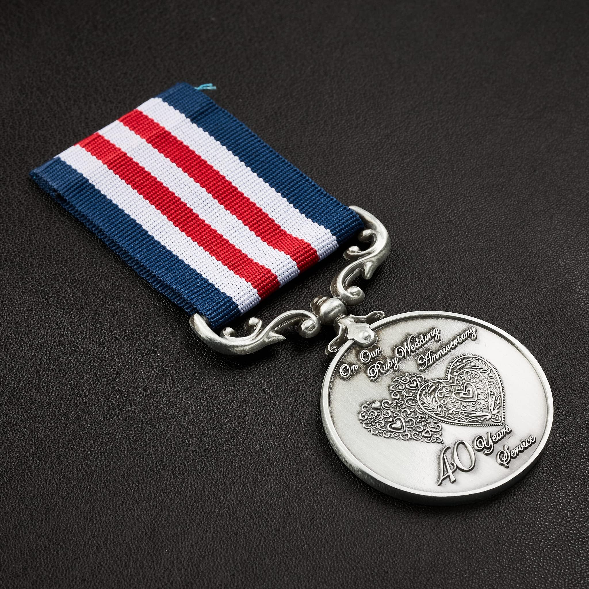 The Commemorative Coin Company Our 40th Ruby Wedding Anniversary Medal for Long/Distinguished Service and Bravery in the Field. Gift/Present Husband/Wife/Partner/Couple, Gold, 10.5cm