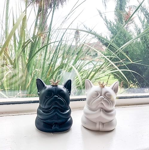 Miniatura 7 de Frenchie French Bulldog Handmade Super Cute Zen Sitting Figurines Ornament Statue (White)