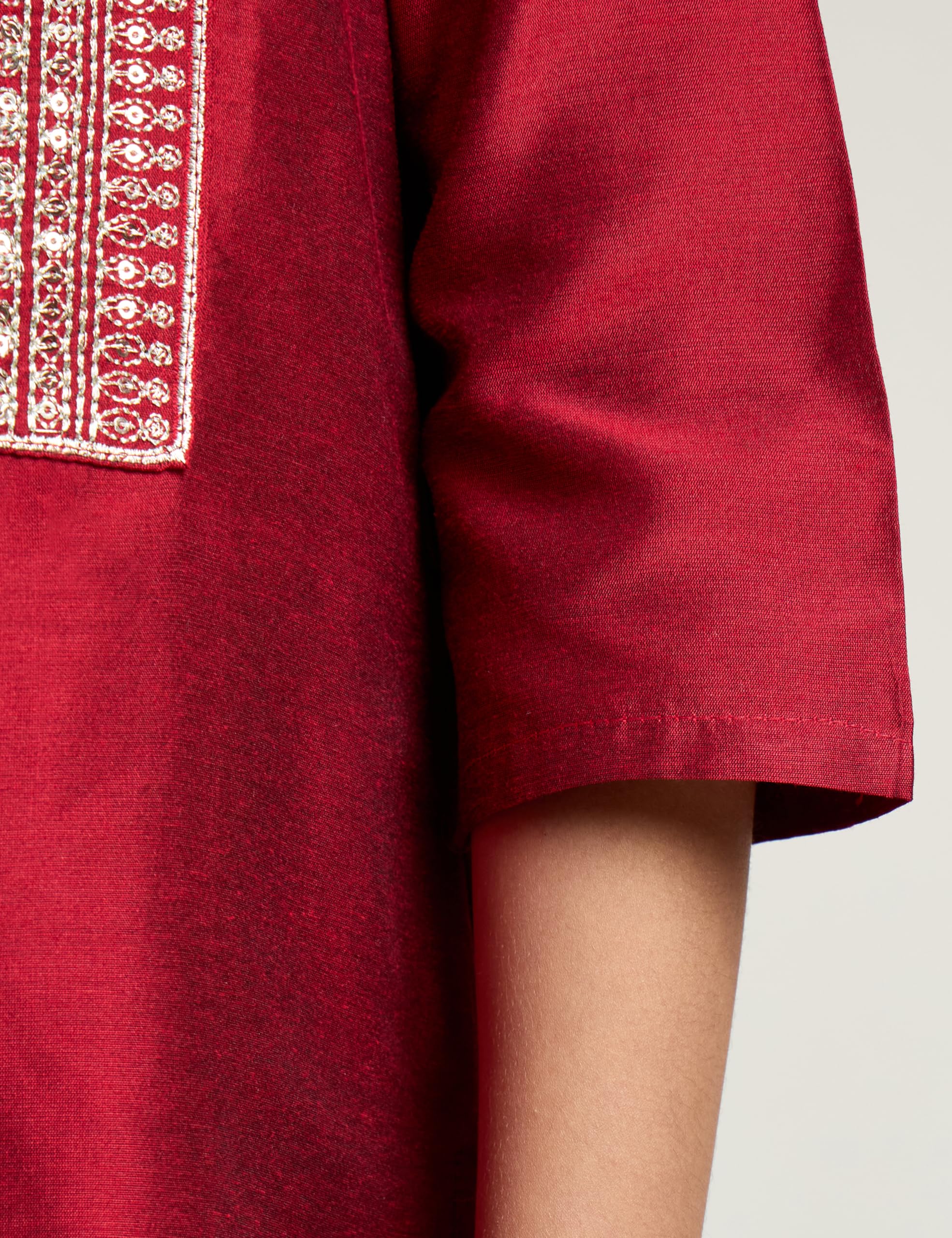 Amazon Brand - Symbol Girl's Rayon Ethnic Wear Embroidered Kurta Set with Net Dupatta - Image 7 thumbnail