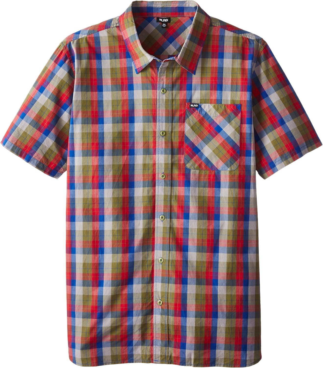 LRG Men's Rc Plaid Ss Woven Big and Tall