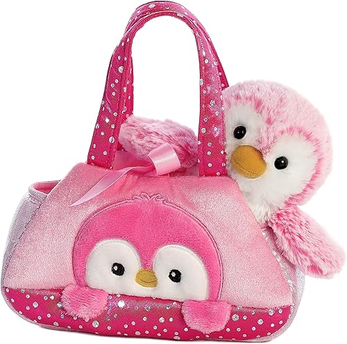 Aurora® - Animal de peluche Fashion Fancy Pals™ Pompom Penguin™, compañeros estés donde estés, accesorios elegantes, color rosa, 7 pulgadas