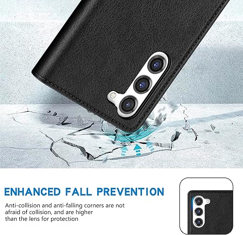 Miniatura 7 de ZZXX Funda tipo cartera para Samsung Galaxy S23 con bloqueo RFID, soporte de ranura para tarjetas, funda protectora de cuero magnético fuerte para