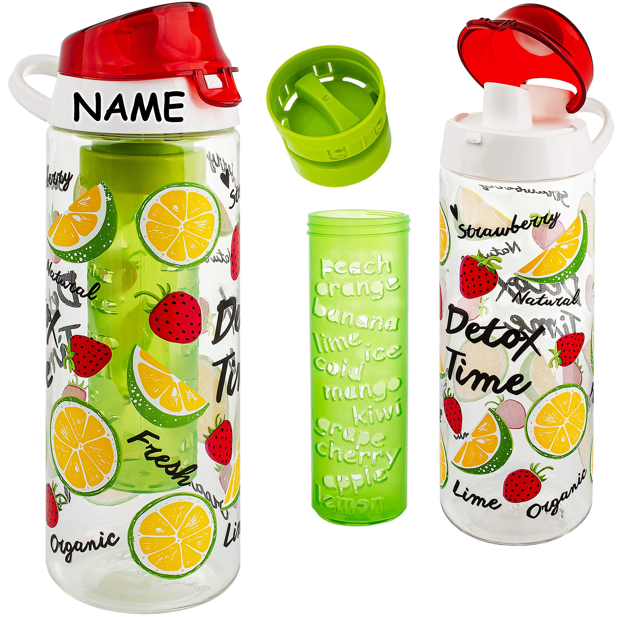 alles-meine.de GmbH große - Trinkflasche/Sportflasche + Infuser Sieb - Erdbeere & Zitrone - Tritan - BPA frei - 750 ml - auslaufsicher