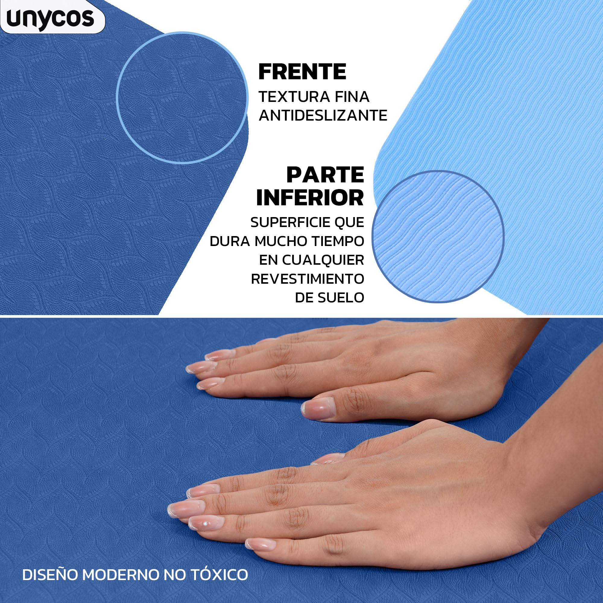 unycos - Esterilla de Yoga, Pilates y Otros Deportes - Colchoneta Antideslizante TPE con Bolsa y Correa para Llevar al Hombro | Ecológica - No Tóxica - 183 x 61 cm