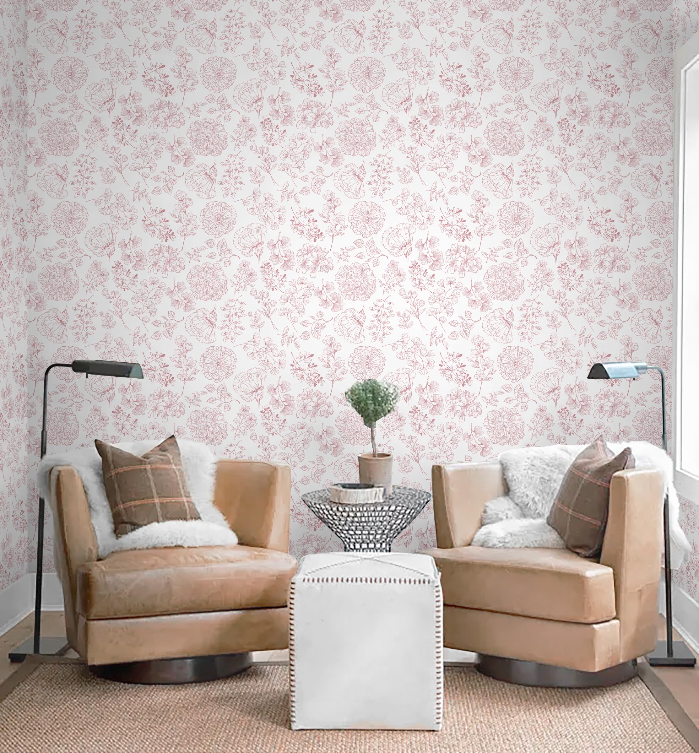Snapklik.com : Wallpaper Peel And Stick 17.3"x118" Pink White Flower ...