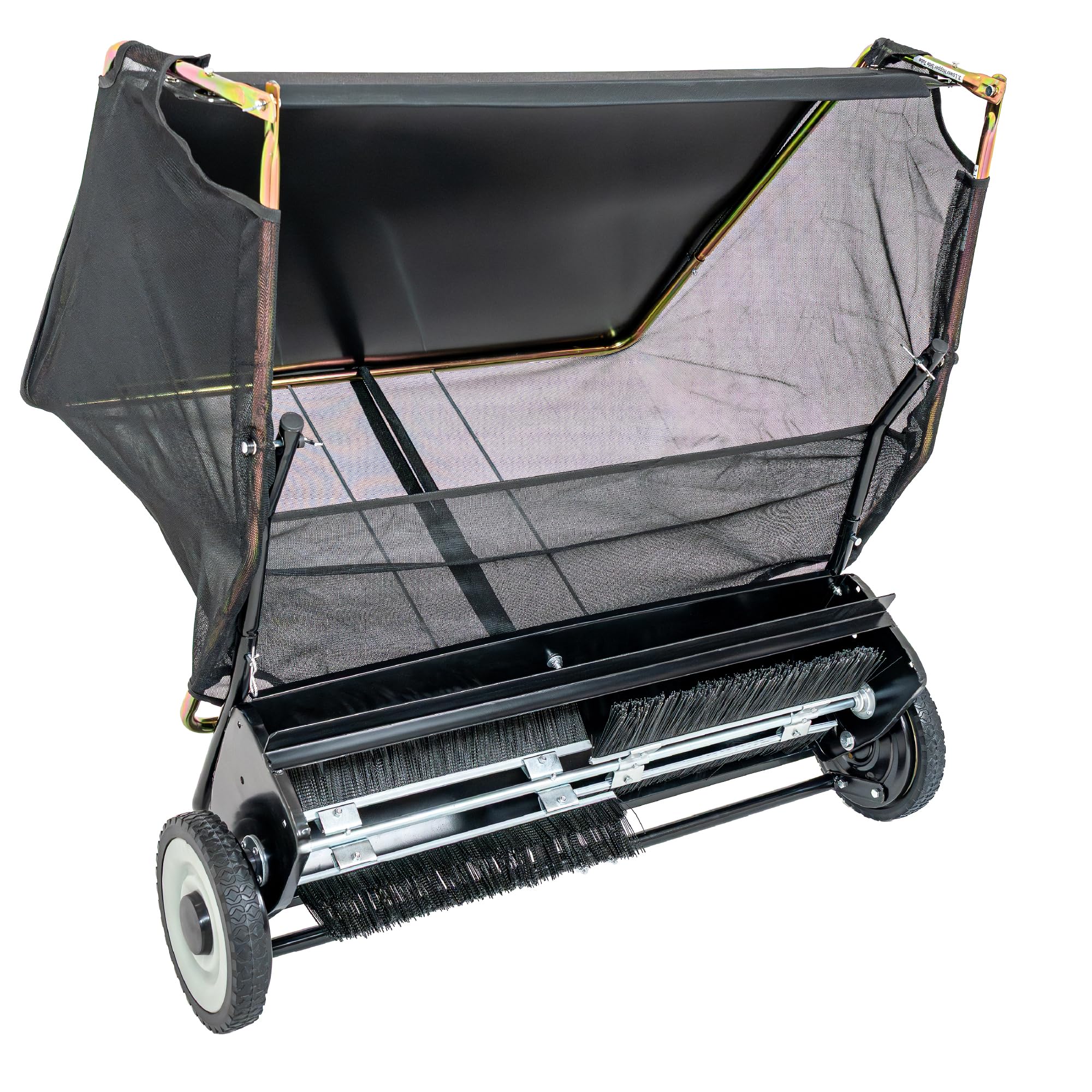 Raccoglitore foglie e prato HW-SWEEPER 370L, spazzatrice da giardino per trattorino e quad, larghezza 96 cm, spazzatrice rimorchio per foglie, erba, aghi e rifiuti da giardino