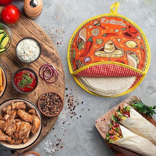 Miniatura 6 de Tortillada - Calentador de tortilla de 12 pulgadasrecipiente de calor para microondas hecho de algodónpoliéster (naranja)