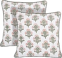 Vista 19 de Ridhi Juego de 2 fundas de almohada modernas de algodón decorativas para sillón, sofá, cama, sala de estar, decoración primaveral del hogar, 16 x 16