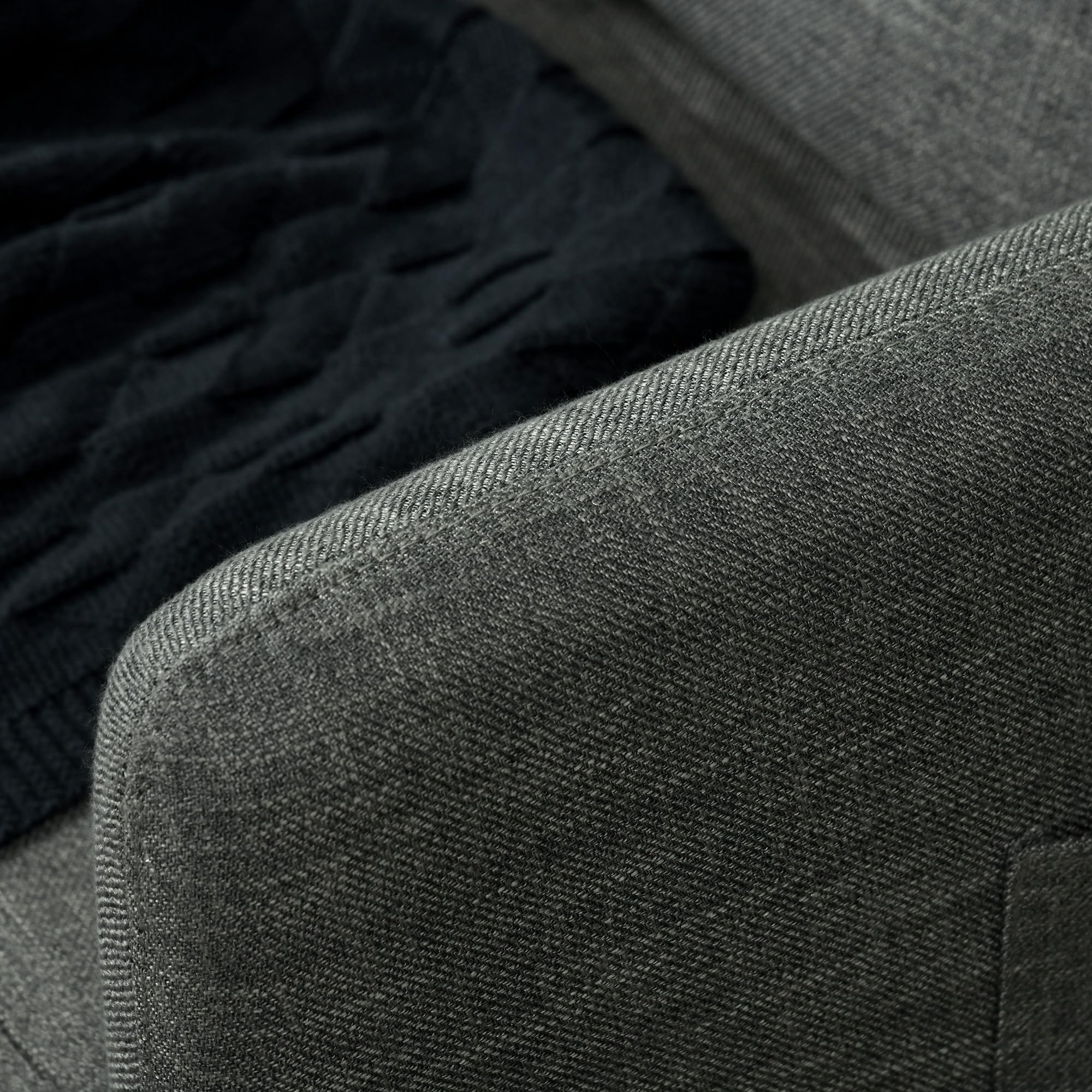 HOMCOM Poltroncina Moderna in Tessuto Effetto Lino con Gambe in Acciaio e Tasche Laterali, 73x73x80cm, Grigio