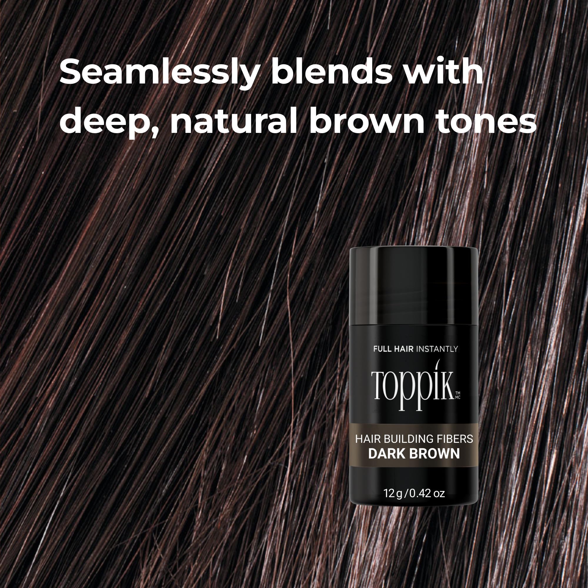 Toppik Hair Building Fibers, Keratin-Derived Fibres For Naturally Thicker Looking Hair, Cover Bald Spot, 27.5 grams - Dark Brown 4