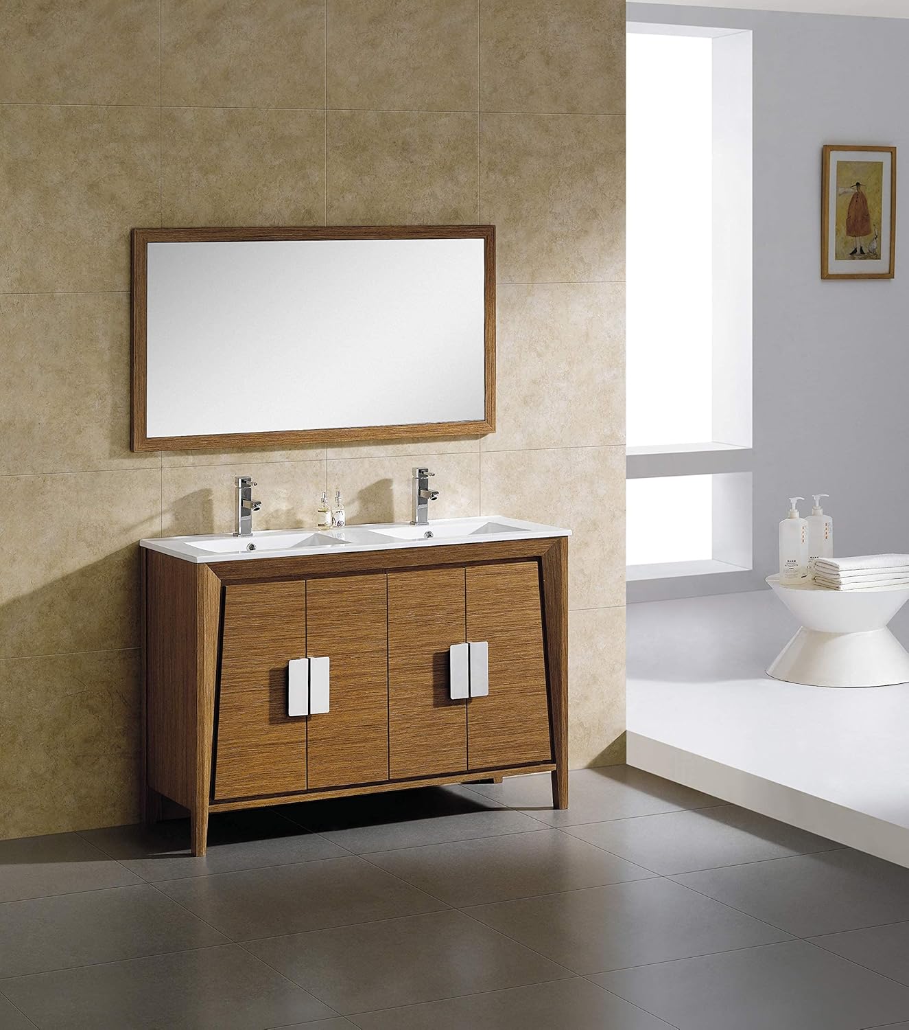 Fine Fixtures Imperial Collection 48" Double Bathroom Vanity Cabinet Set, Wheat