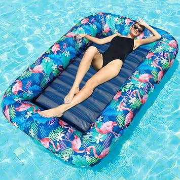 FindUWill Oversized Pool Float Lounger for Adults - 72" Extra Large Heavy Duty Pool Floats, Soft Fabric Covered Pool Rafts for Backyard, Lake & Beach