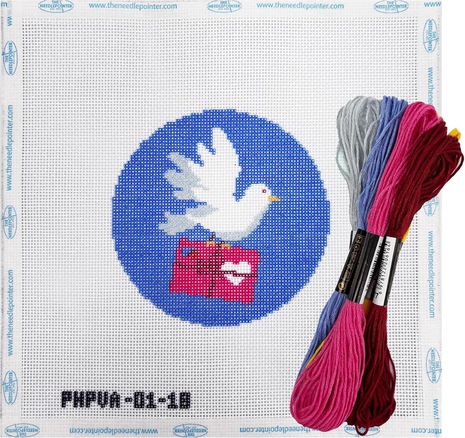 Howie's Needlepoint Needlepoint Kits for Adults & Beginners, 18 Mesh Printed Needlepoint Canvas, Stamped Patterns Canvas Starter Kits(Love,5"x 5")