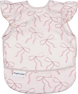 Tiny Twinkle Mess Proof Baby Bib for Girls | Waterproof Toddler Bib for Eating | Baby Apron for Feeding | Machine Washable | Perfect Shower Gift (Bows, 6–24M)