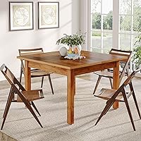 Vista 1 de Tribesigns Wood Dining Table Farmhouse Kitchen Table for Living Room, 4-Person Square Dinner Table with Wooden Legs, Rustic Brown Marrón