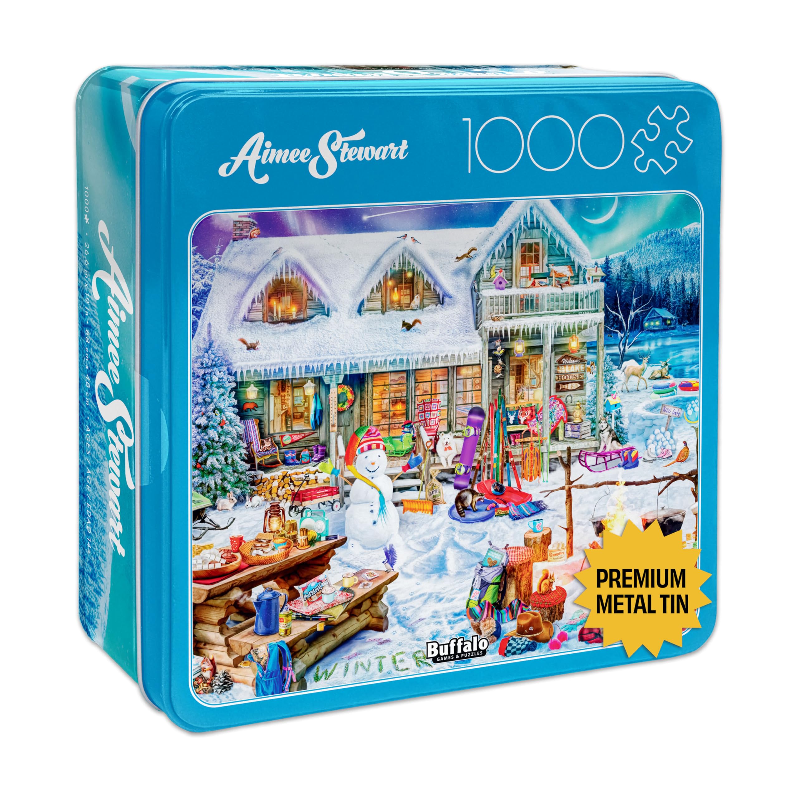 Buffalo Games - Aimee Stewart - Winterland Fun - 1000 Piece Jigsaw Puzzle for Adults - Collectible Tin Case - Finished Size is 26.6 x 19