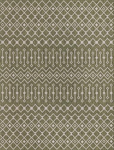 Vista 475 de Unique Loom Alfombra Colección enrejado Marroquí Celosía Transicional Interior y Exterior, Polipropileno Gris carbón/natural