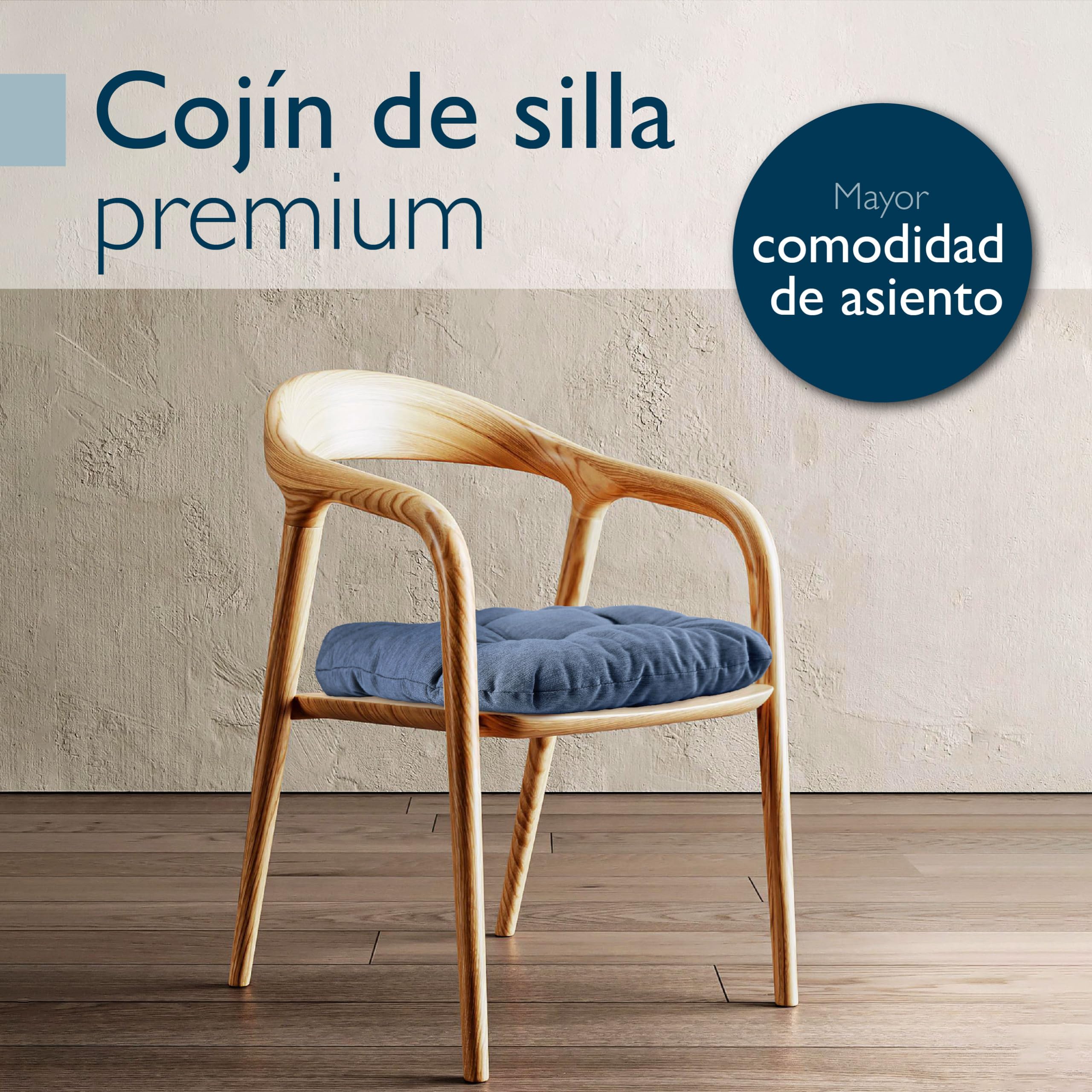Beautissu 4X Cojines de Silla Premium 35x35 cm - Cojines Interior y Exterior Acolchado de Espuma Resistente de 8 cm de Grosor, Made in EU - Azul Oscuro - HighLux SK