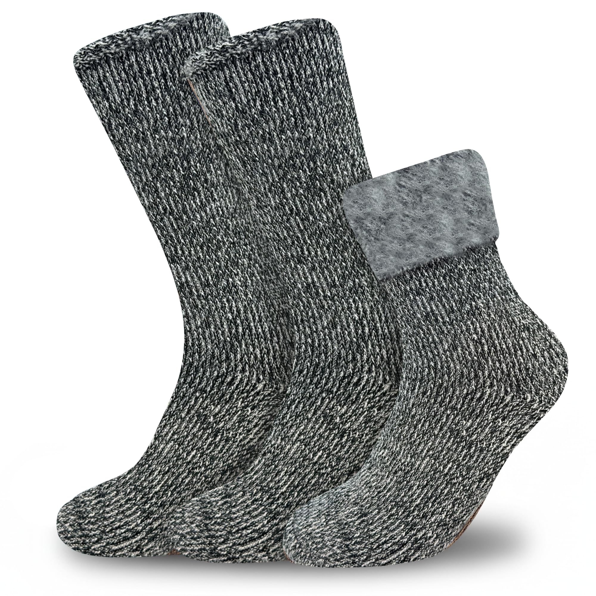 Towelogy Men's Grey Ultra Thick Fluffy Winter Socks - 2.4 Tog Thick Non Elastic Thermal Socks For - Perfect For Wearing To Bed, Around The House And Outdoor (Grey)