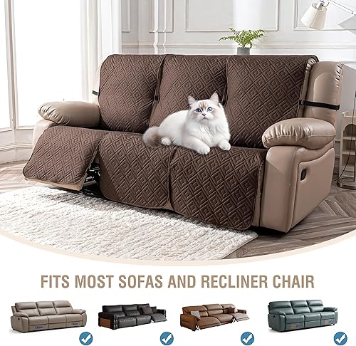 Miniatura 4 de Fundas de sofá reclinable 100 % impermeables para sofá de 3 cojines, antideslizantes, lavables, protectores de muebles para mascotas. Ideal para