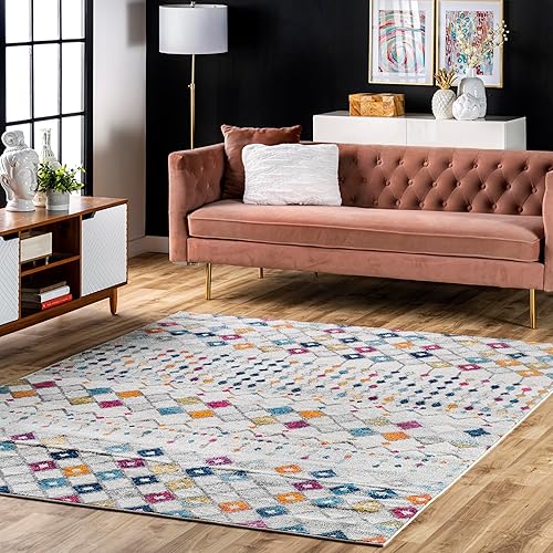 nuLOOM 10x14 Moroccan Blythe Area Rug, Multicolor, Faded Bohemian Design, Stain Resistant, For Bedroom, Dining Room, Living Room, Hallway, Office, Kitchen, Entryway