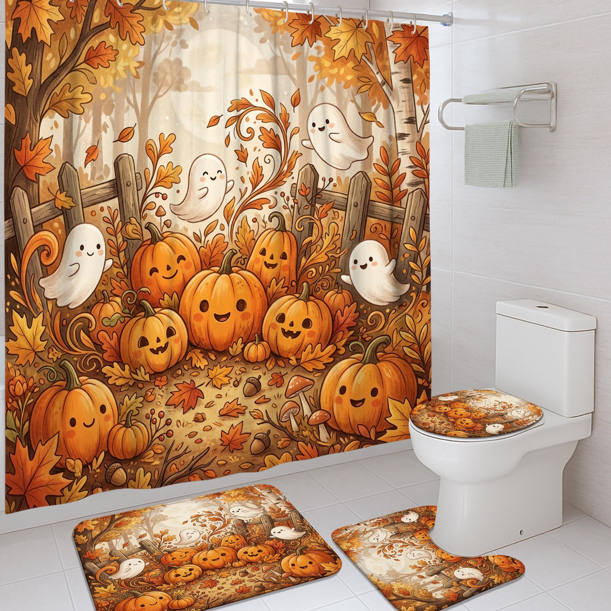 Rideau de douche anti éclaboussure Halloween pour garder le sol sec et propre