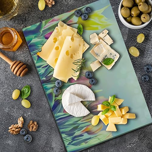 Miniatura 5 de Ambesonne Tabla de cortar vino con copas de bebida roja y blanca servidas, sabor gourmet francés, vidrio templado decorativo y resistente para