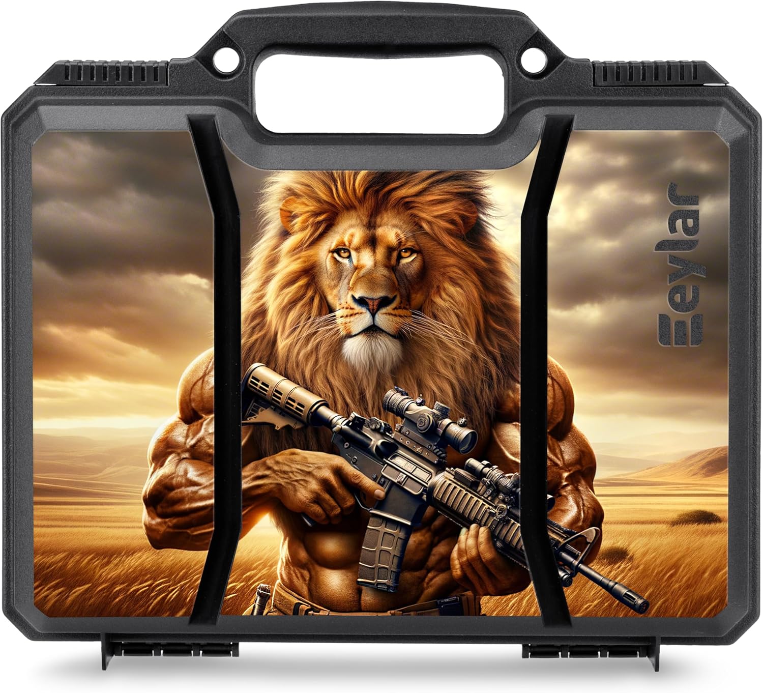 Eylar 11.7 inch Intact Series of Hard Shell Handgun Case with Foam - HD Graphic Case (Lion)