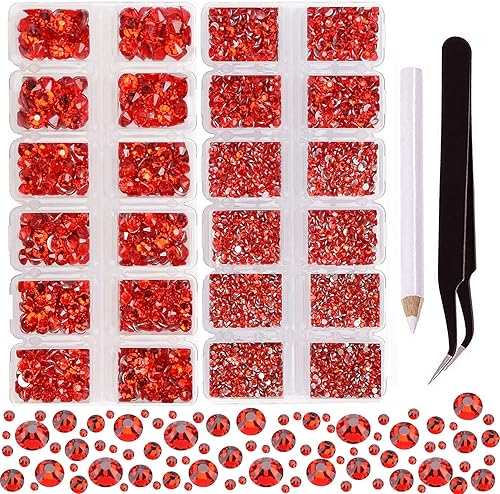2 cajas de cuentas masivas, 8000 unidades, 6 tamaños, para arte de uñas, cristales con parte trasera plana, diamantes de imitación para proyectos de