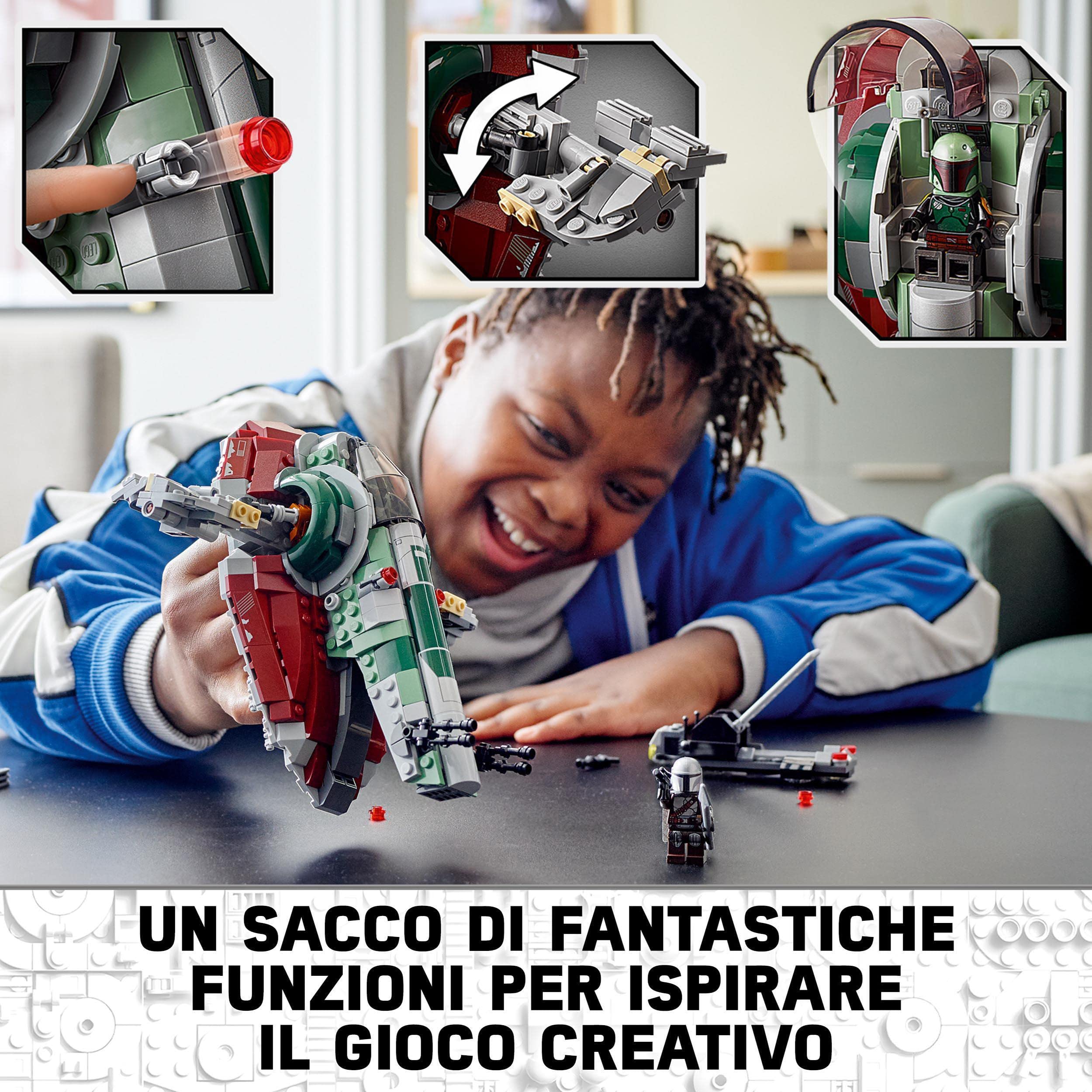 LEGO Star Wars Astronave di Boba Fett, Navetta Giocattolo da Costruire con 2 Minifigure dei Personaggi di The Mandalorian, Giochi per Bambini e Bambine da 9 Anni in su, Idee Regalo 75312